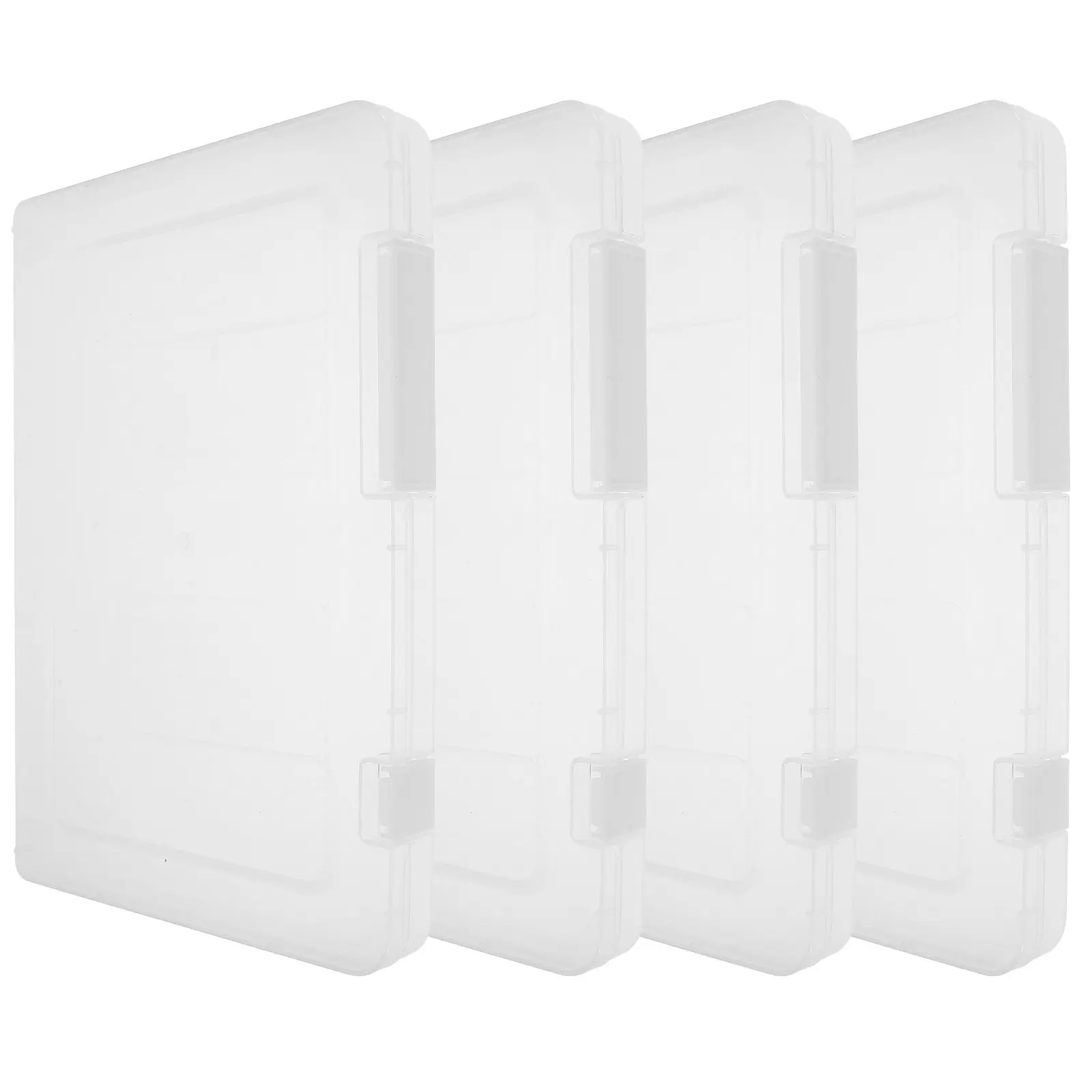

4Pcs A4 Document Box Plastic File Storage Organizer Portable Large Capacity Case Scrapbook Paper Holder Desktop Files Magazine