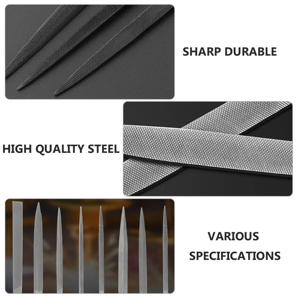 10 Piece Tempered Steel Needle File Set High Hardness Files for Metal Wood Deburring Polishing Grinding