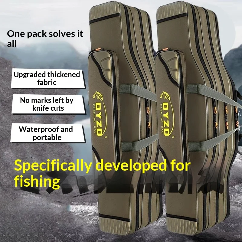 

Waterproof Fishing Rod Bag Large Capacity Tackle Storage Multi Pocket Wide Belly Sea Rod Pack Gear Organizer Fishing Bag