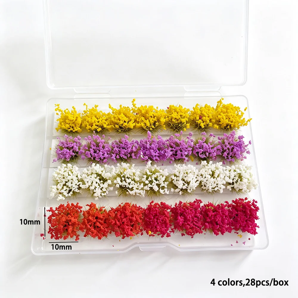 4 Colors 28Pcs/box Miniature Flower Grass Cluster Model Making Materials DIY Building Sand Table Landscape Decoration Accessory