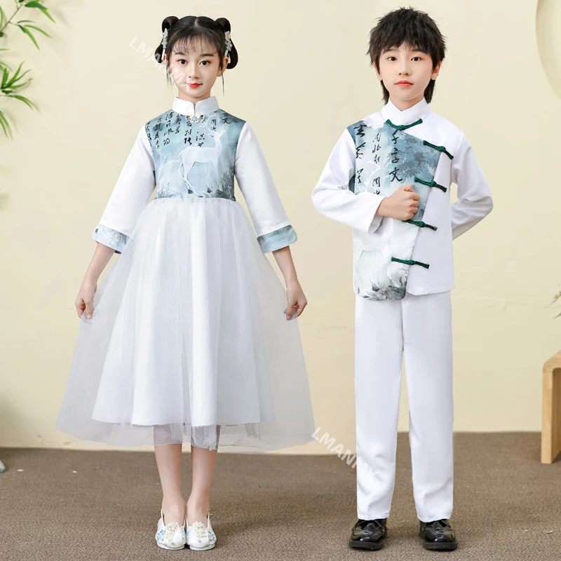 초등학생용 구전 공연 코스튬, 남녀공용, 중국 스타일, 당나라 코스튬, 한푸, 가을