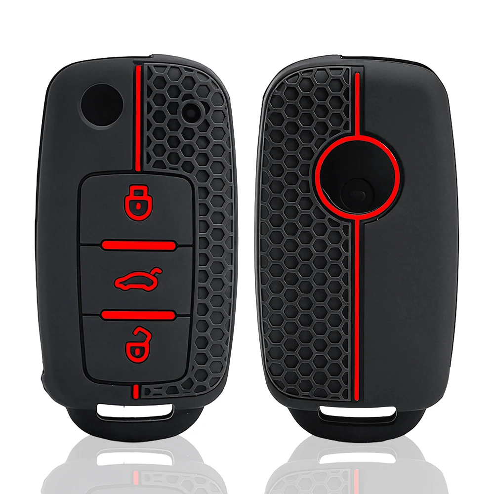Silicone Car Key Cover keychain For VW UP Polo Golf 6 Passat B5 Touran Caravelle Jetta Caddy Touareg For Skoda Fabia Octavia A5 image 3