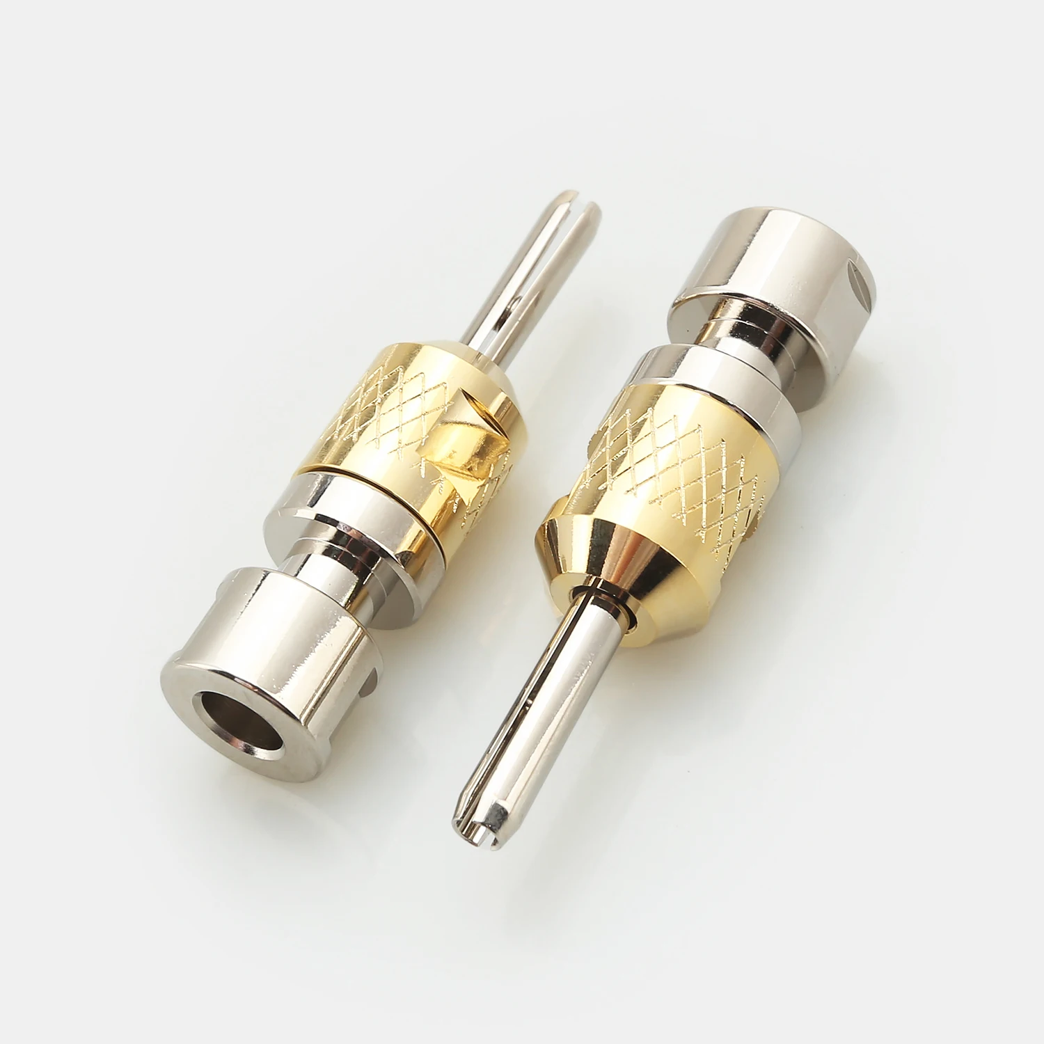 4/8PCS Gold Plated Locking Banana Plug Y Fork Dual Use Speaker Cable Connector Screw for HIFI Amplifier Binding Post Wire DIY