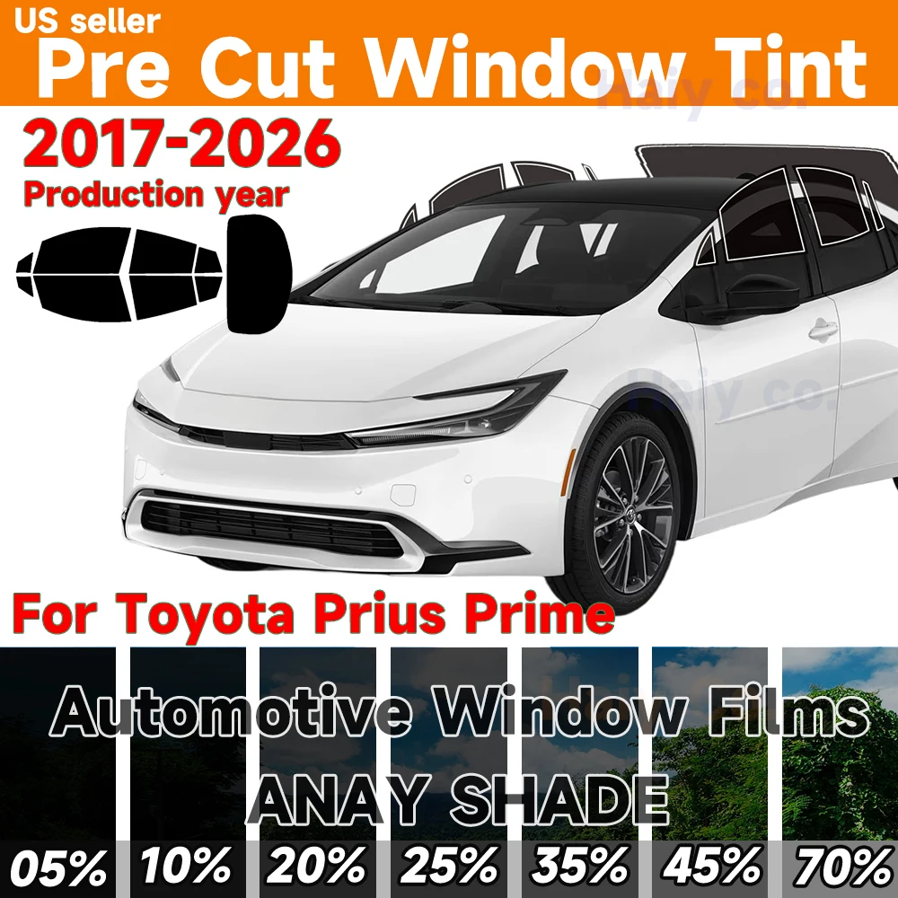 Precut Window Tint Car for Toyota Prius Prime 2017-2026 All Sides Sun Uv Blocking Heat & Glare 2Ply Window Protector Films Shade