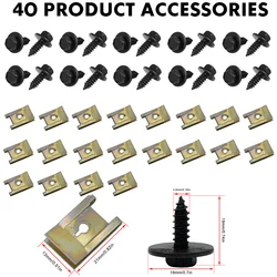 40Pcs Engine Guard Metal Nut Screw Washers U-shape Clip For BMW F10 E46 E92 E90 Car Bumper Cross Head Interior Car Accessories