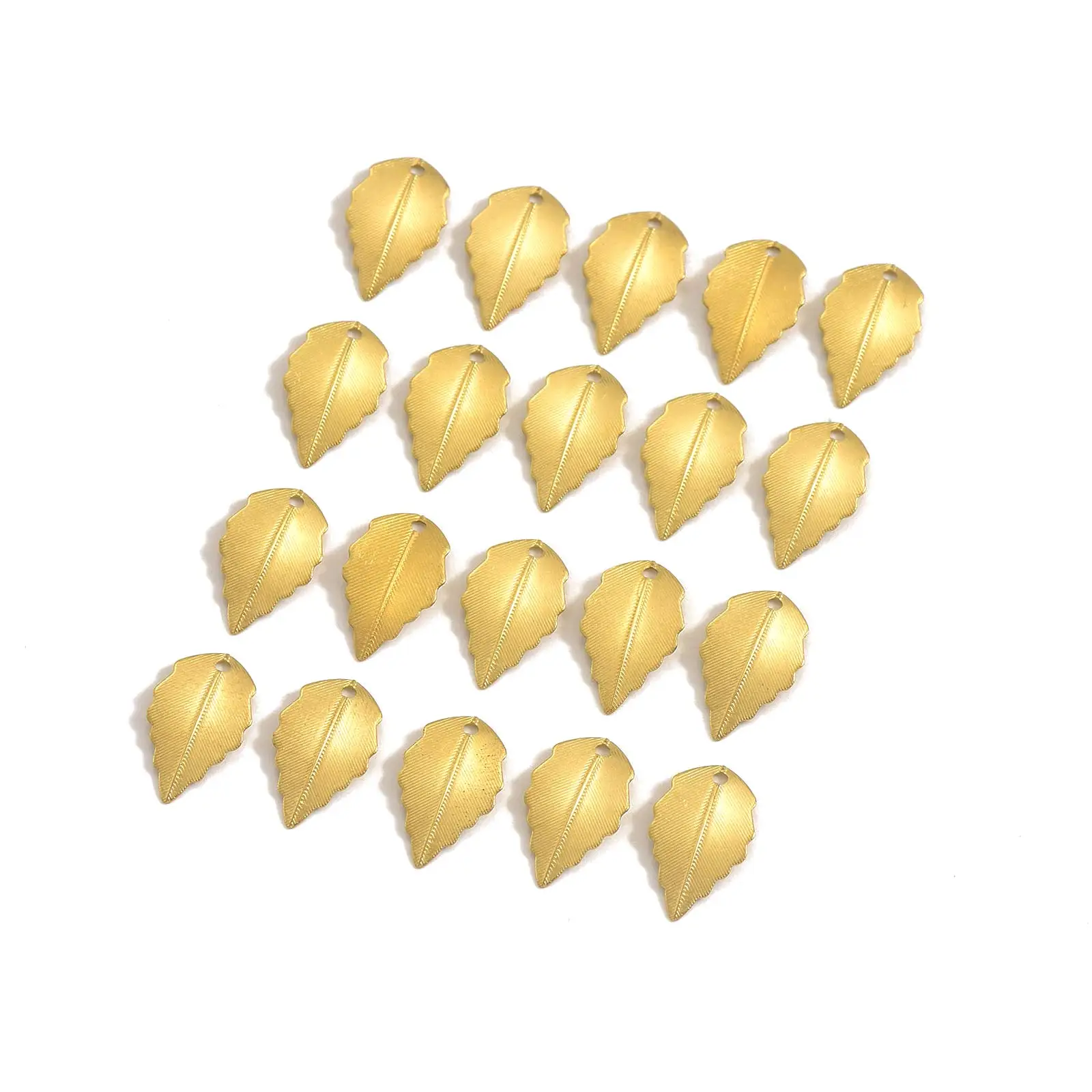 200PCS DIY Plant Leaf Brass Charm Pendants 17x10.4mm Handicrafts Jewelry Making Accessories Earrings Decoration Supplies