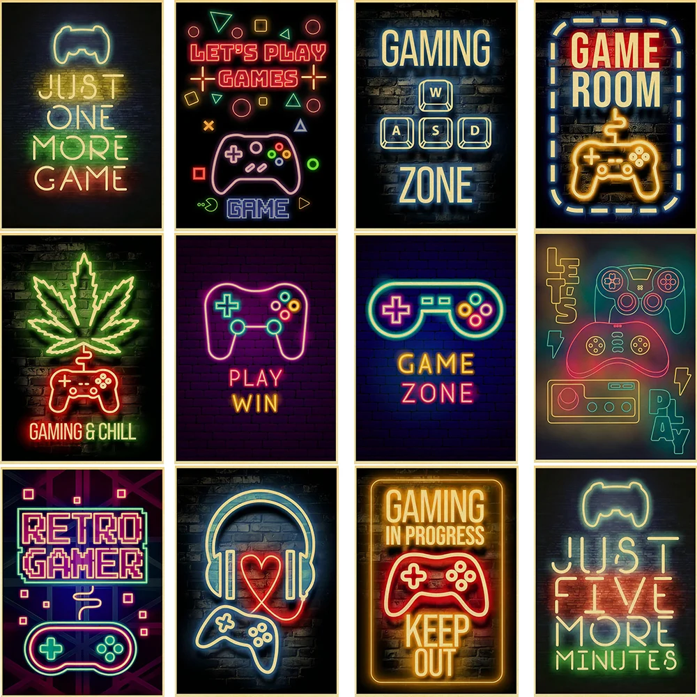 

Gaming Posters Game Retro Kraft Paper Prints Sticker PPicture Aesthetic Kids Boys Room Playroom Gift Funny Prints Wall Paintings