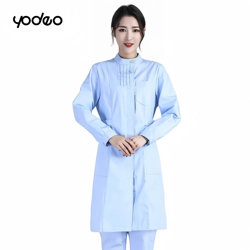 Jaleco branco de manga curta/longa, uniforme médico feminino de algodão, uniforme de laboratório, farmácia, salão de beleza, roupa de trabalho