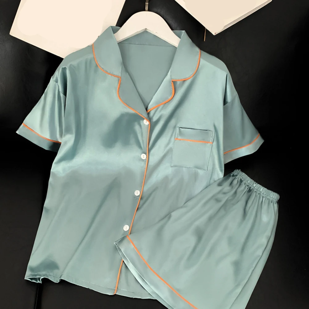 

Womens New Style Sweet Simple Short Sleeve Pajamas Fashion Thin Home Clothes Set Flirty Casuals Camis Top And Shorts Sets