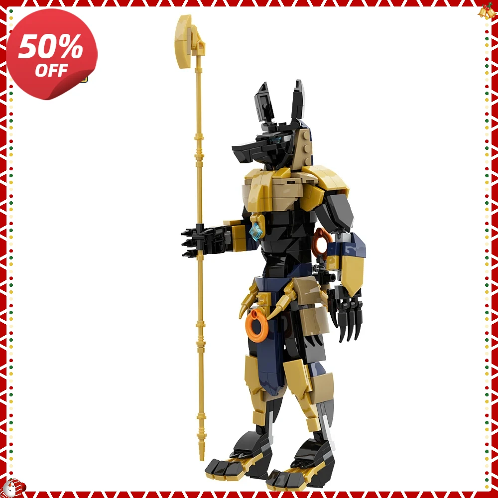 

MOC-112777 Anubis египетская мифология, фигурки, модель 407 шт., пирамида, Фараон, статуэтка собаки-хранителя, игрушка