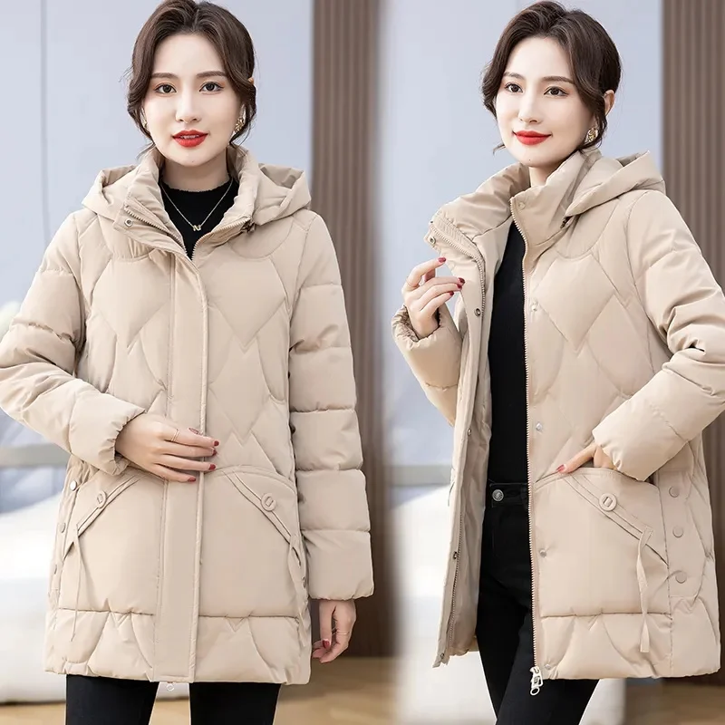 2025 New Winter Autumn Women Jacket White Duck Down Hoodies Puffer Jackets Long Coats Warm Windproof Coats Outwear