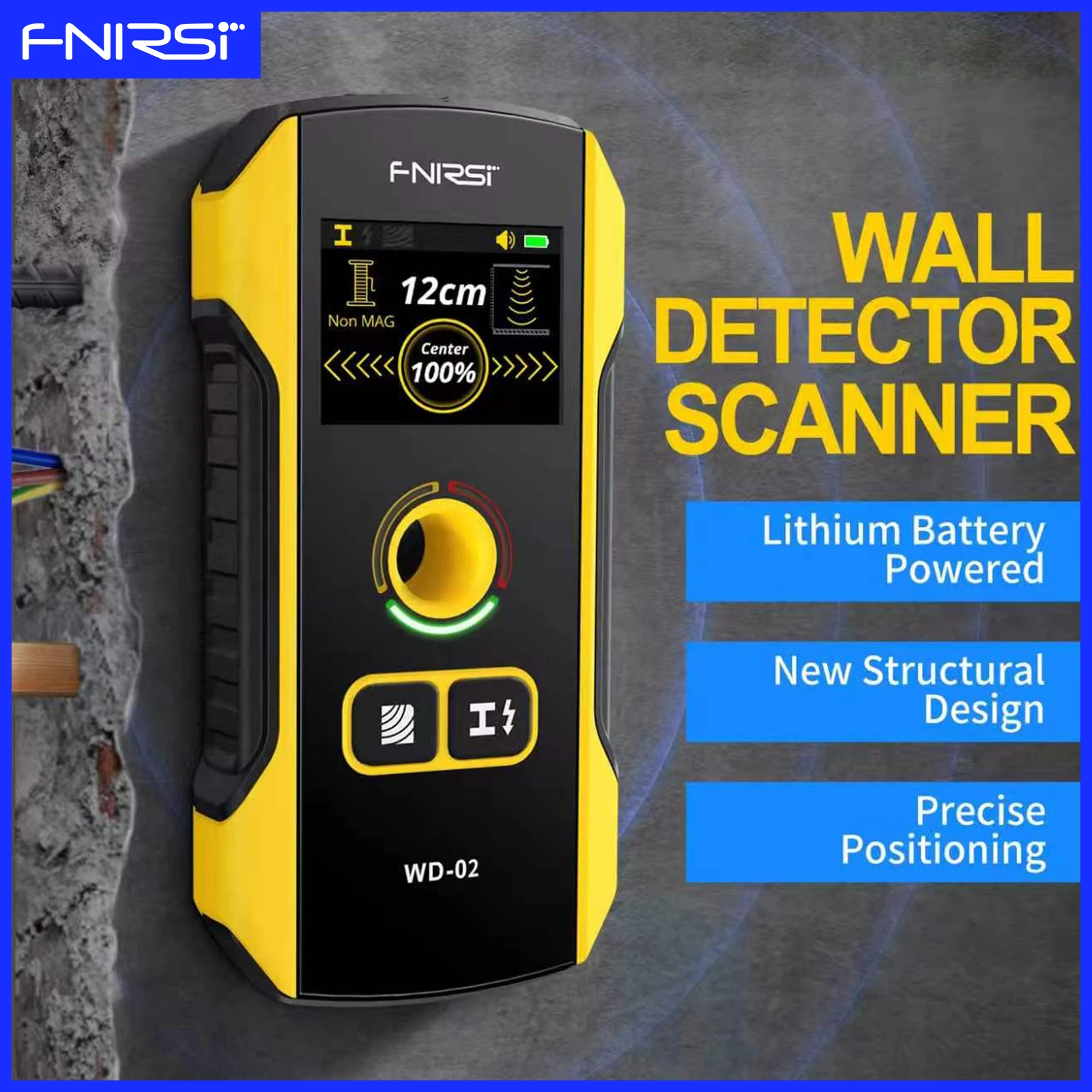 FNIRSI WD-01 WD-02 Wall Scanner Detectable Wooden AC Wires Metalpipes Rebars Drilling Holes for Decoration Positioning