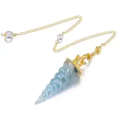 Resin Pendulum for Divination Reiki Gold Color Crystals Chip Healing Point 7 Chakra Aquamarines 7 Chakra Spiritual Pendulos X240