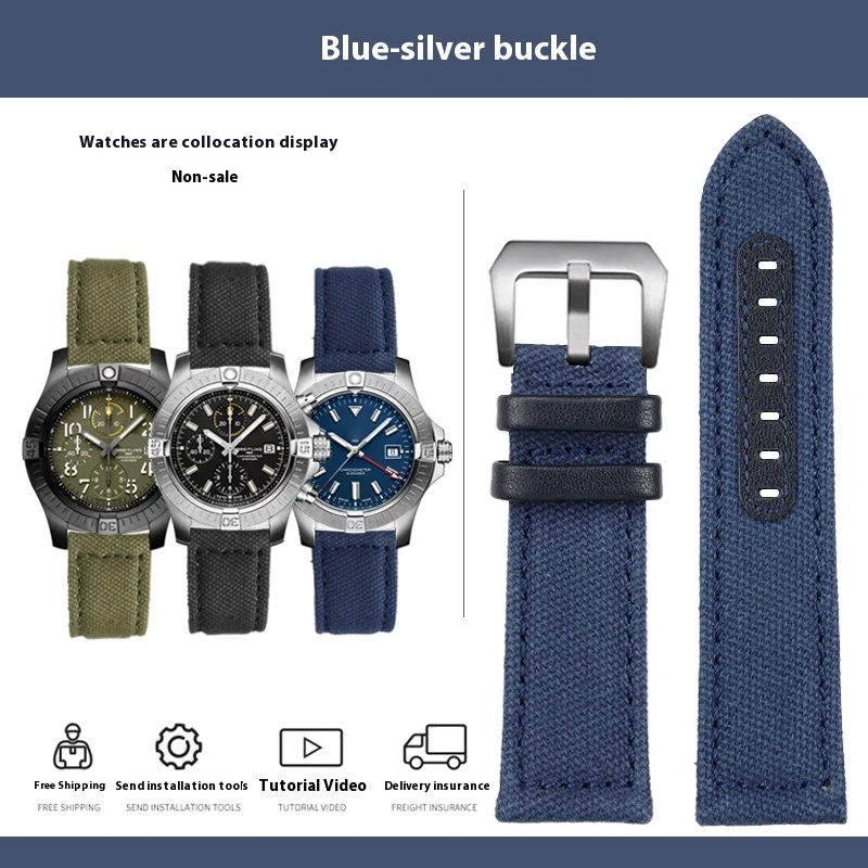 Męski uniwersalny pasek do zegarka płócienny dla Panerai PAM335 441 111 1055 Breitling Avenger Premier nylonowy pasek do zegarka 20 22 24mm SoftBelt