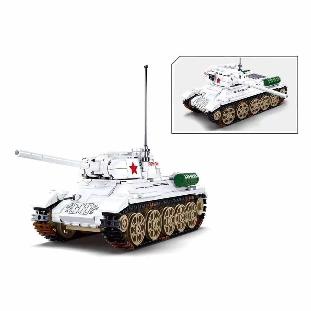 Military 518PCS Soviet Union T34-85 Medium Tank Model Bricks  World War II WW2 Soldier Figures Building Blocks Set Christmas Gif