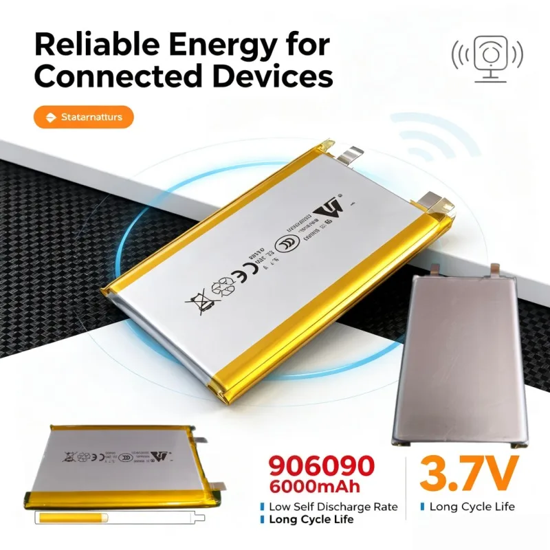Reliable 906090 3.7V 6000mAh Li-Po Battery, Low Self-Discharge for Smart Home Control System