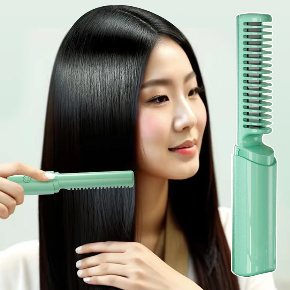 Portable Rechargeable Hair Straightening Comb Fast Heating Hairdressing Comb Hair Styling Accessories