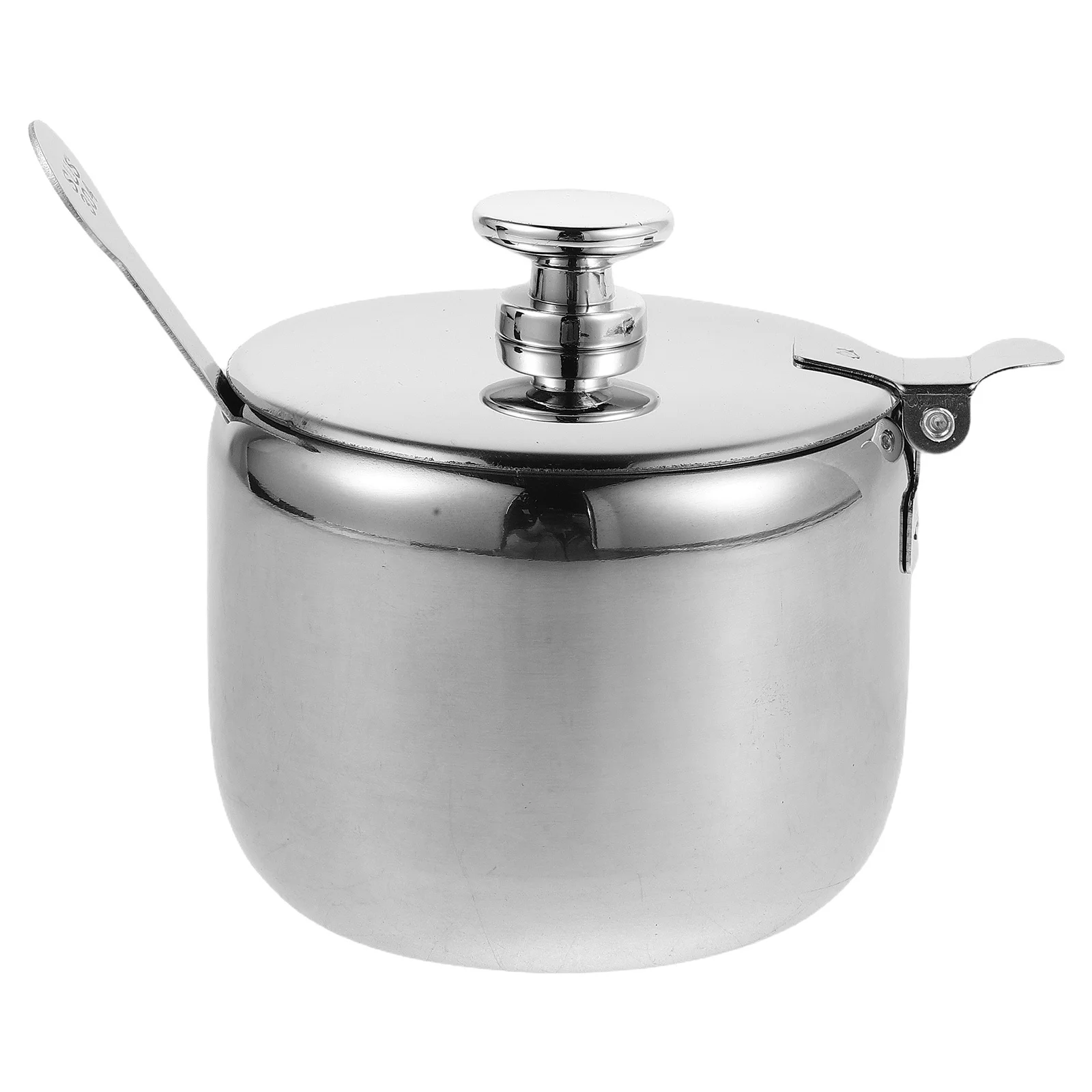 

Stainless Steel Sugar Jar Small Condiment Storage Container Lid Spoon Seasoning Condiment Jar Spice Container Coffee Bar