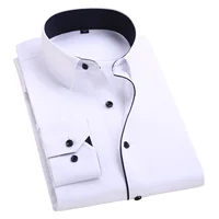 Camisa de manga larga para hombre, camisa blanca ajustada, cómoda y transpirable, informal de negocios, Color sólido, Formal, novedad de 2024