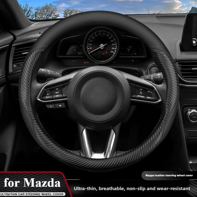 

Leather Steering Wheel Covers for Mazda 3 Atenza CX5 CX4 CX8 CX30 CX50 EZ6 Mazda Accessories Interior Car Anti Slip Handle Cover