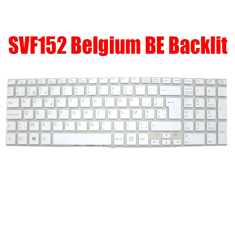 

BE Laptop Keyboard For SONY SVF152 SVF153 9Z.NAEBQ.11A 149241111BE AEHK9B001203A White Belgium New