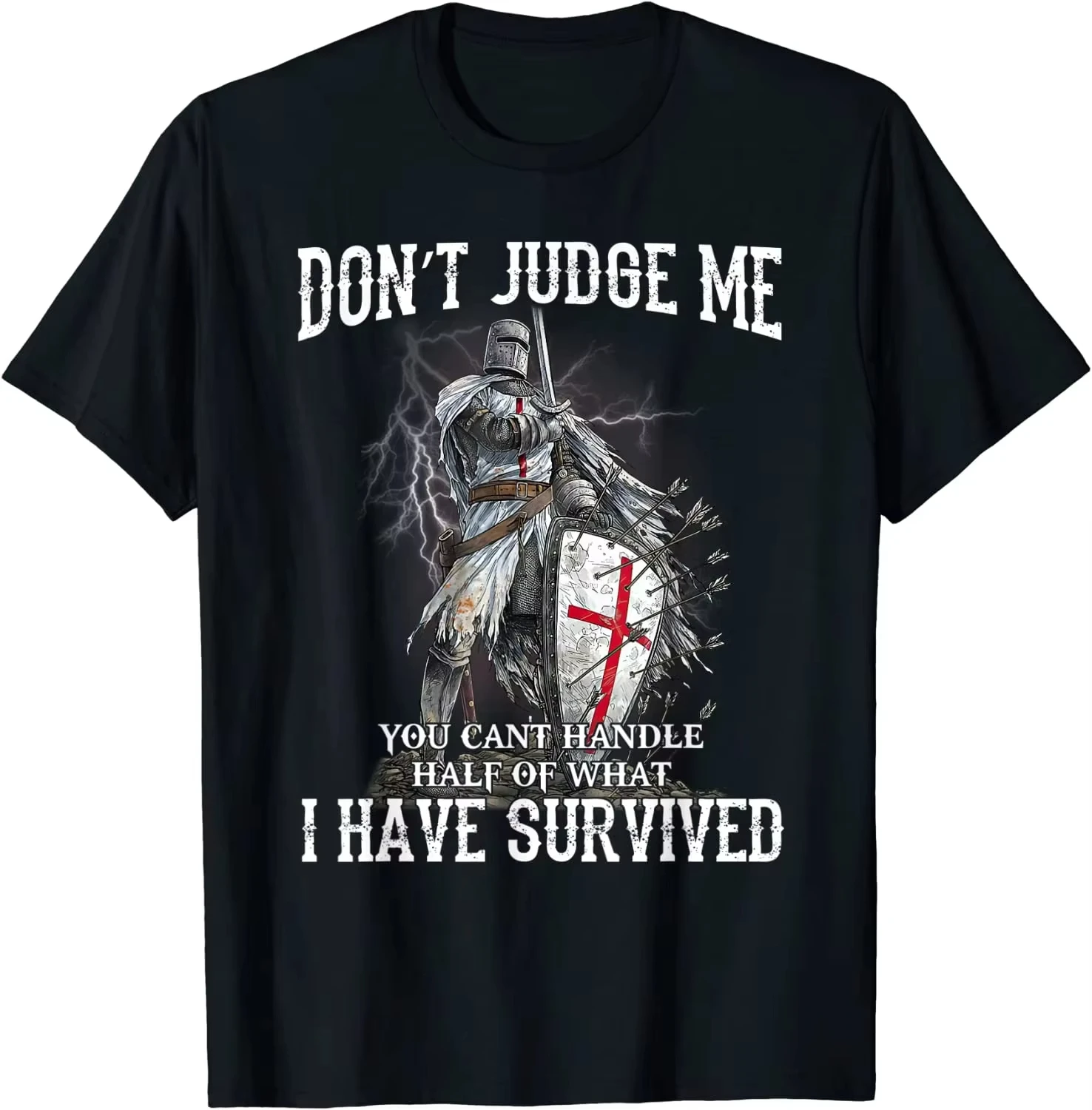 T-Shirt à manches courtes pour hommes, col rond, en coton, décontracté, avec motif du chevalier templier chrétien, guerrier de Dieu, ne me jugez pas, nouvelle collection été 2026