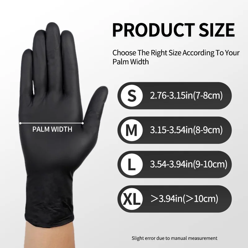 100/200 قطعة قفازات فحص النتريل السوداء المتاح سميكة تنظيف العمل قفاز مطاطي للوشم تصفيف الشعر أداة غسيل السيارات #5