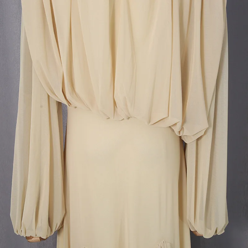 2026 Neues Französisches Elegantes Rundhals-Kleid mit Hochwertiger Plissee-Patchwork-Verzierung in Voller Länge Vestidos De Mujer – Detail 30