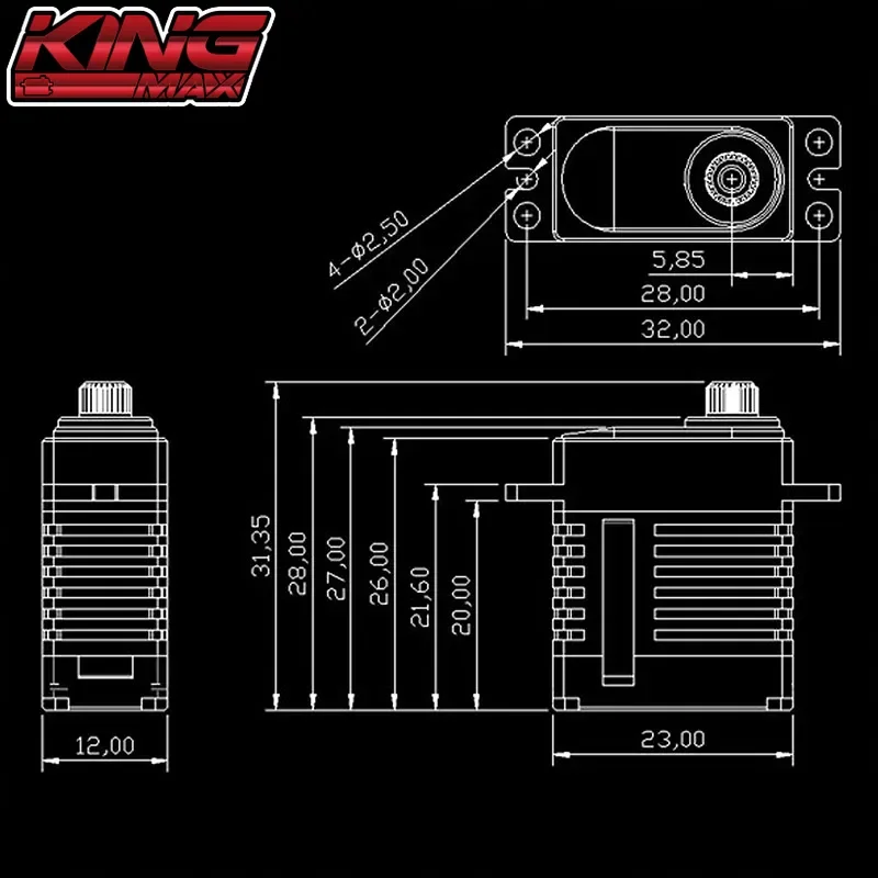 Kingmax BLS0709M 9kg.cm 4,8 V ~ 8,4 V engranajes de Metal digitales Servo sin escobillas para helicóptero clase 450-480 plato cíclico 30E ala fija