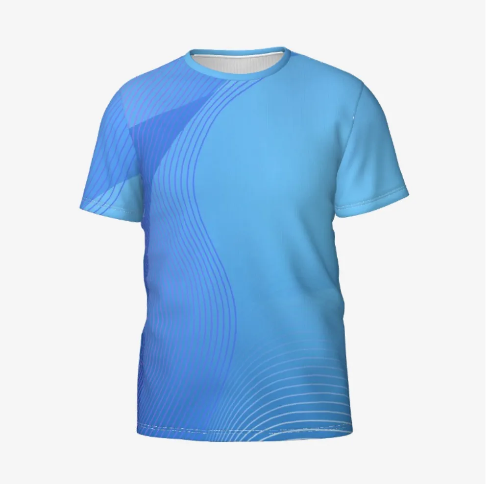 Fashion short-sleeved elastic breathable sports fitness absorbent quick drying blue lightweight unisex T-shirt