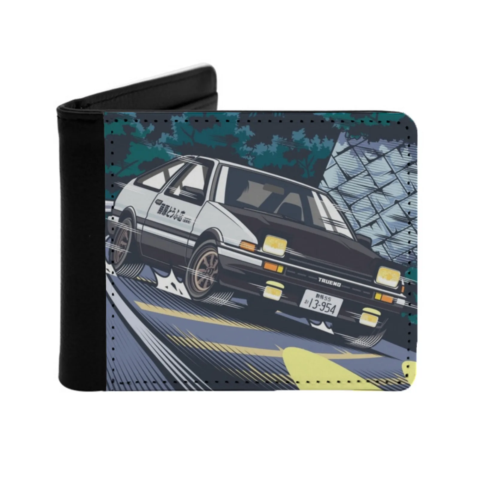 

Initial D Takumi Fujiwara Hachiroku Downhill Attack Ae86 Trueno Short Men's Wallet Multifunction Purse Male Pu Leather Wallet