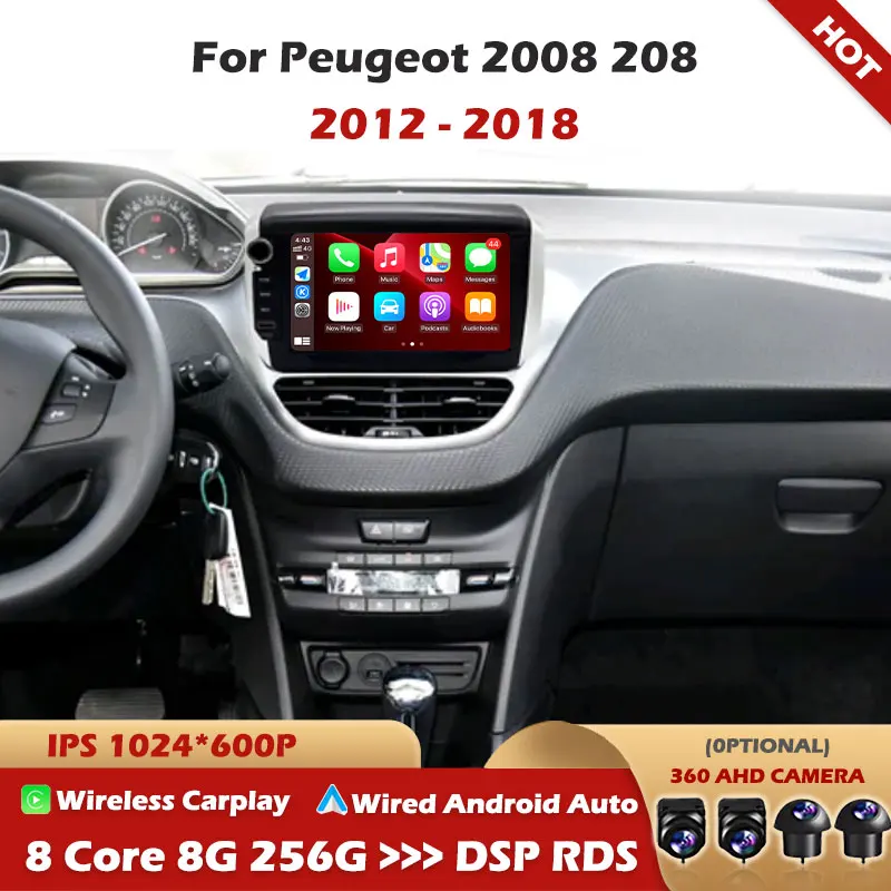 Car Radio For Peugeot 2008 208 2012 - 2018 wireless CarPlay Android Auto car intelligent systems GPS Autoradio No 2din DVD