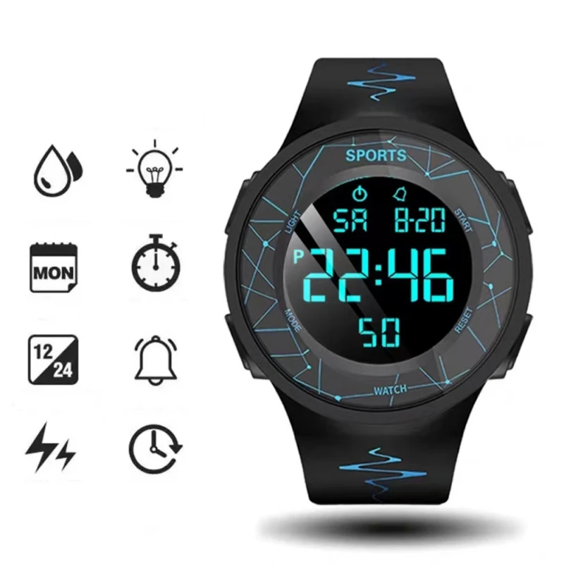 Children Waterproof Luminous Electronic Watch Trendy Student Teenagers Multifunctional Sports Watch Kids Digital Watches Unisex