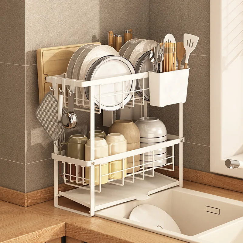 

Narrow Kitchen Window elf Diware Draining Ra Double Layer Home Use Bowl Plate Drng Stand Utensil Storage Organizer