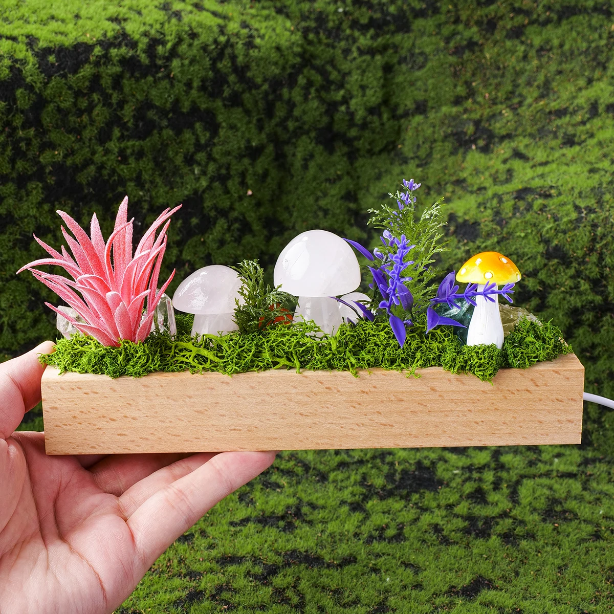 1PC Natural Crystal Night Light USB Forest Mushroom Crystal Landscape Atmosphere Light Plug in LED Desktop Decorative Light
