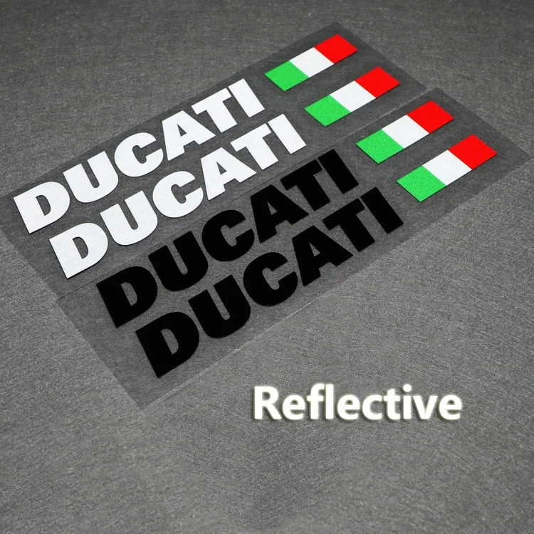 2Pcs DUCATI Logo Reflective Waterproof Stickers Motorcycle Body Helmet Decor Vinyl Decal Accessories