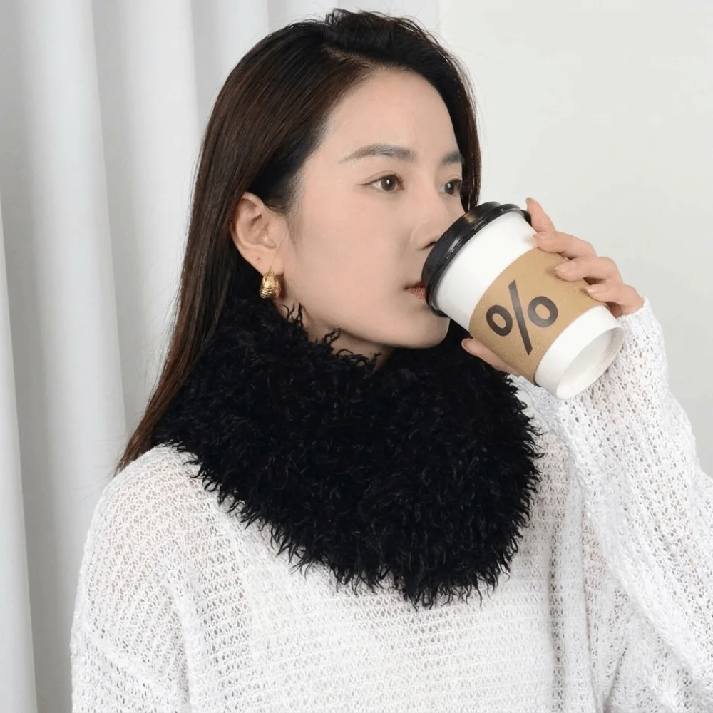 Warm Solid Color Imitation Wool Scarf Thick Soft Plush Scarf Thermal Skin-friendly Fluffy Muffler Outdoor Travel