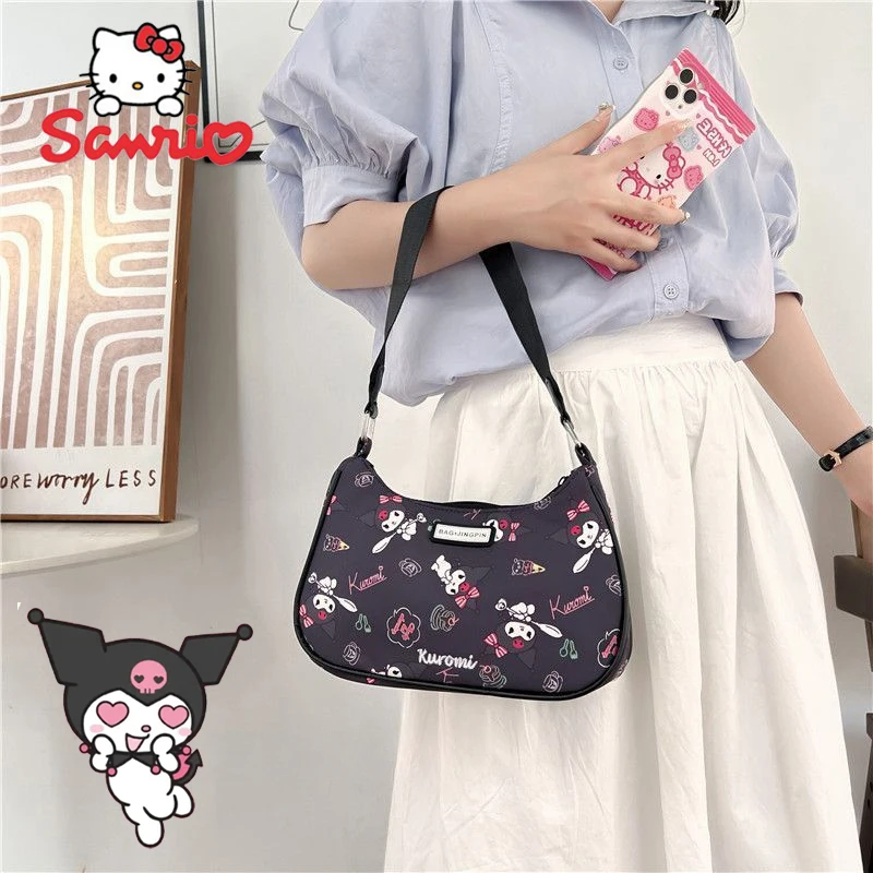 Sanrio Hello Kitty Shoulder Bags My Melody Kawaii Cartoon Women Casual Fashion Underarm Bag Mobile Change Lipstick Storage Bag