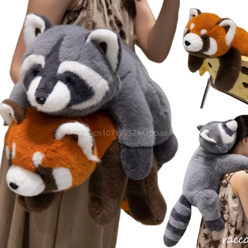 40-65cm Cute High Quality Simulation Animal Raccoon Red Panda Fox Plush Doll Pillow Home Decor For Boys And Girls Christmas Gift