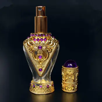 1 adet 50ML Vintage Metal parfüm şişeleri boş doldurulabilir cam stoper damlalık şişe el yapımı zanaat hediye için Christams
