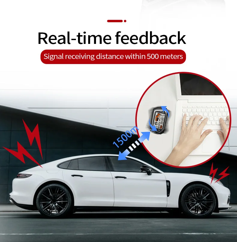 Magi Car Alarm Security System Two Way LCD Remote Starter Gold