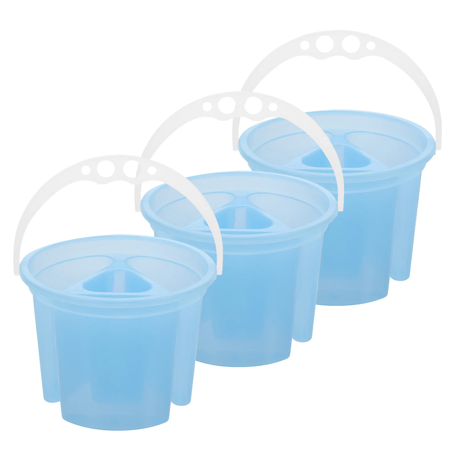 3pcs Plastic Paint Bucket Multicompartment Lightweight Portable Wide Mouth Brush Cleaning Container Stable Base For Watercolor