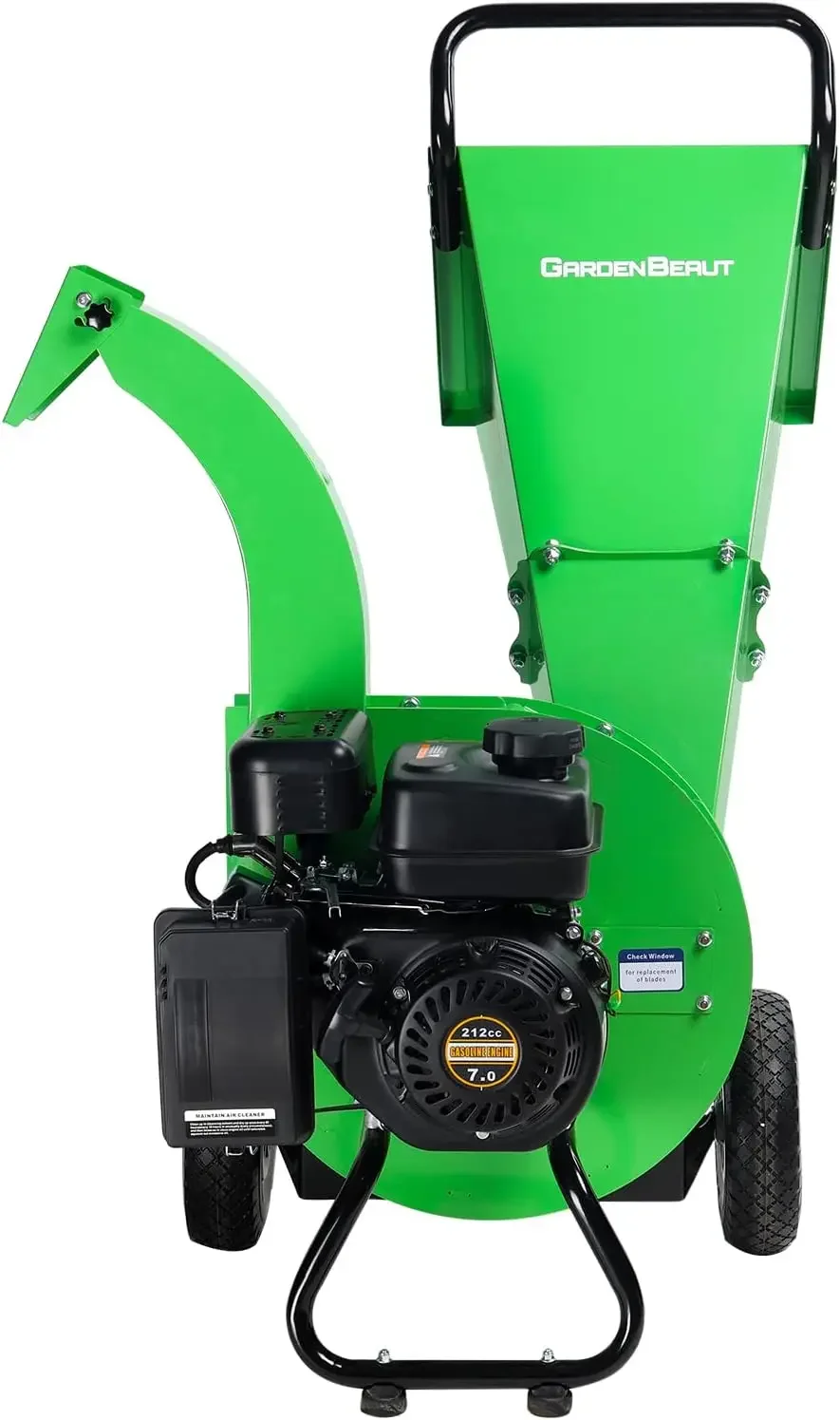 

S1 Wood Chipper Shredder Mulcher 7 212cc Heavy Engine Powered 3 inch Max Wood Diameter Capacity 20:1 Reduction Ratio