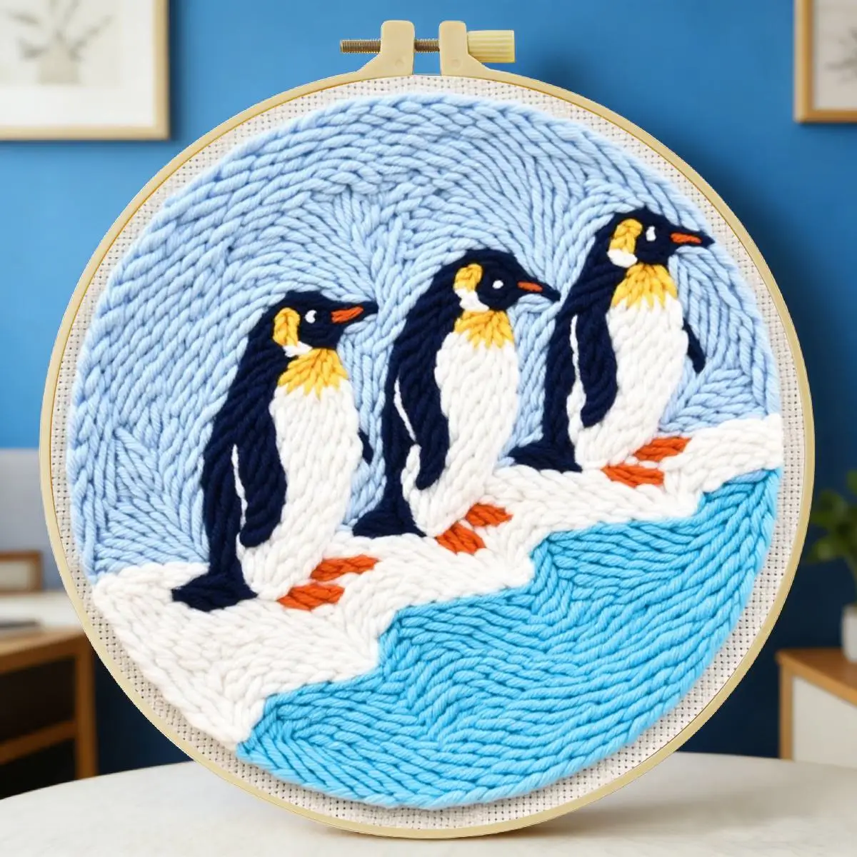 20X20CM/7,87 Zoll Tier - Pinguin Stanznadel-Stickset, Stickerei-Kit, gestrickte Stickerei, DIY, handgemachtes Geschenk – Detail 1