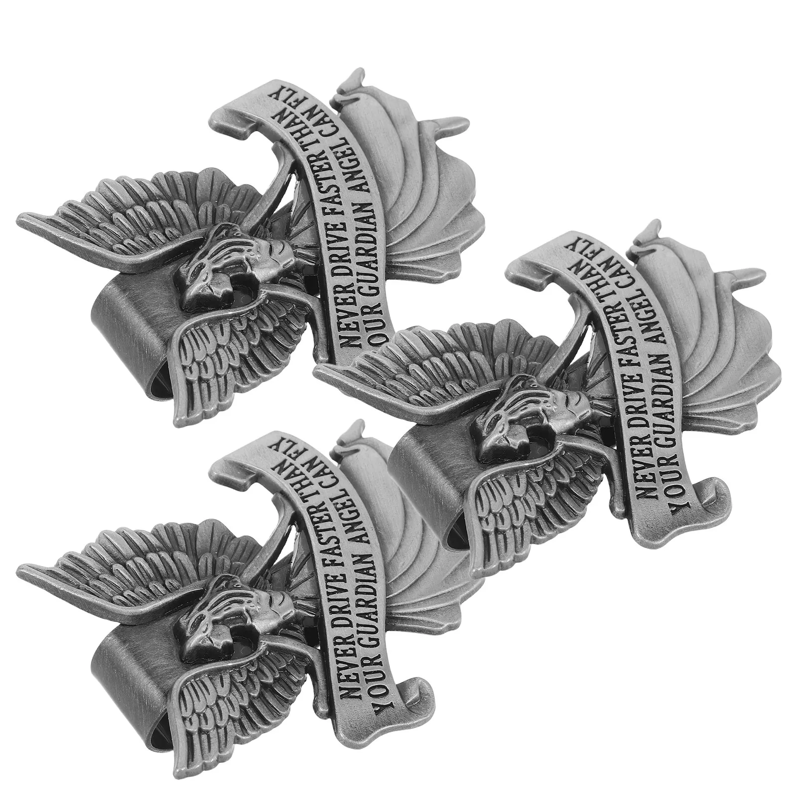 3Pcs Guardian Angel Metal Car Visor Clip Safety Charm Inspirational Travel Protection Blessing Ornament for Teen Driver Family
