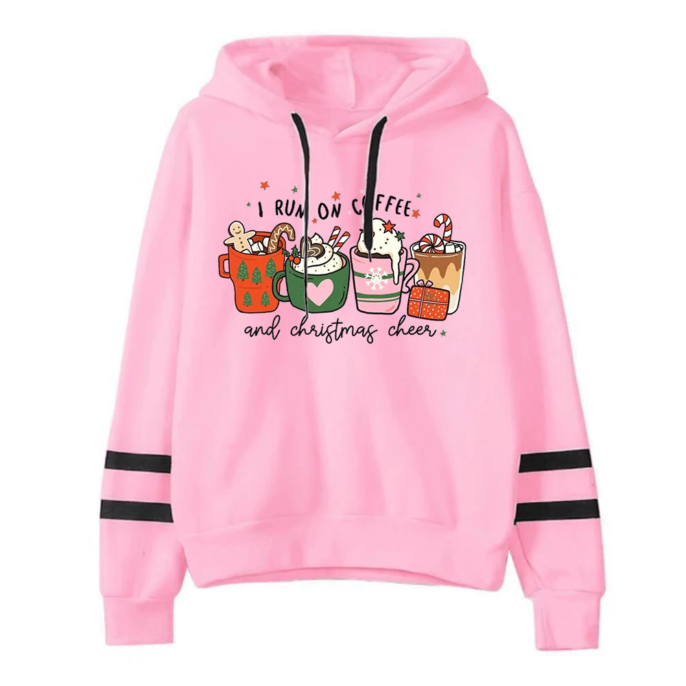 I Run on Coffee and Christmas Cheer Hoodie Funny Christmas Sweatshirt Cute Christmas Hoodies Coffee Christmas Kawaii Clothes