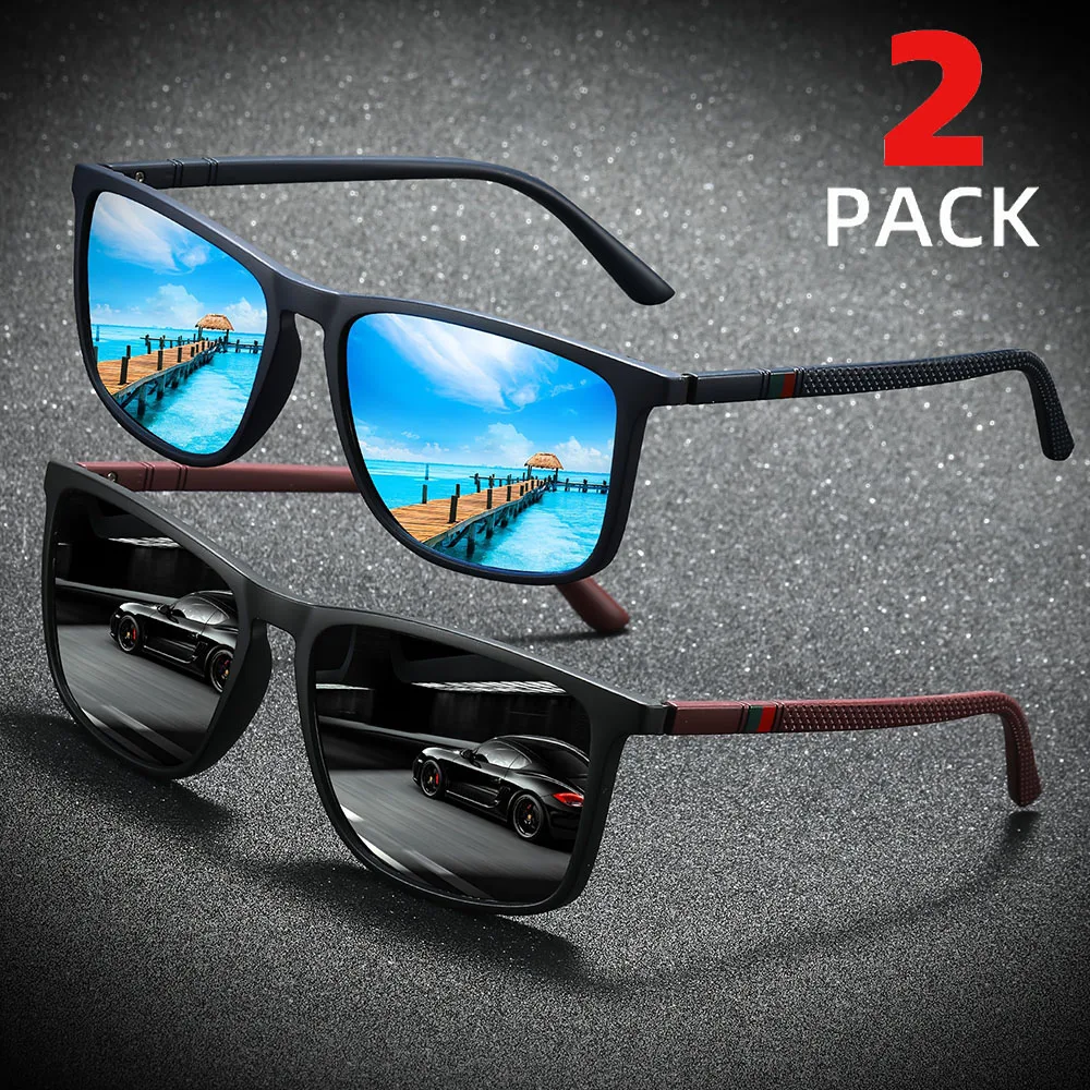 2pcs Polarized Wrap Around Sunglasses for Men and Women Fishing UV Protection Glasses Perfect for Outdoor Sports Travel Driving