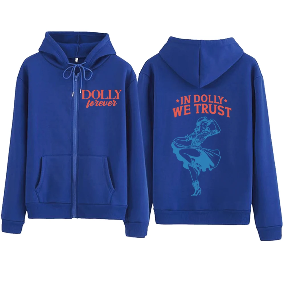 Dolly Parton In Dolly We Trust Cowgirl Zipper Hoodie  Harajuku Pullover Tops Sweatshirt Streetwear