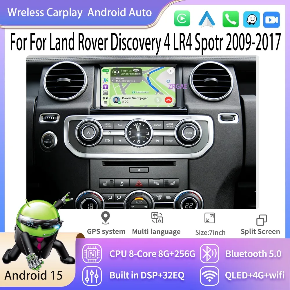 Android 15 Wireless Carplay For Land Rover Discovery 4 LR4 Spotr 2009-2017 Car Radio Multimedia Player GPS Bluetooth FM WiFi 4G