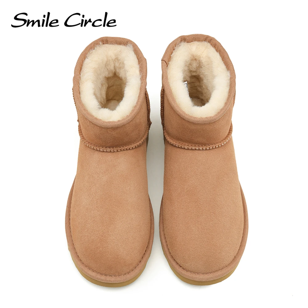 Smile Circle Classic Mini Smile Circle Classic Mini Snow Boots Women Sheepskin Wool Winter Shoes Lightweight and Warm Ankle Boot